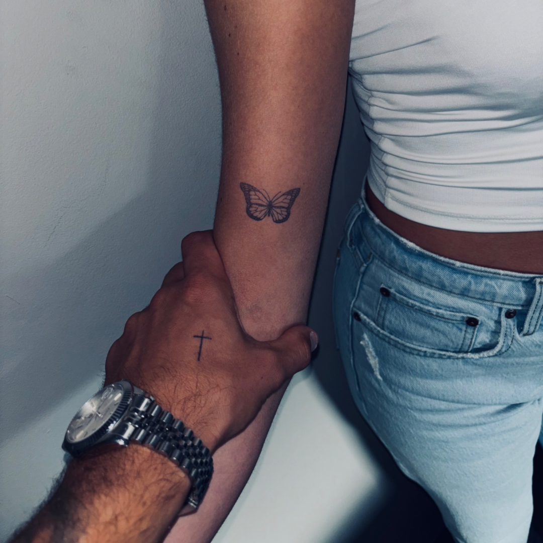 Temporary tattoo cross