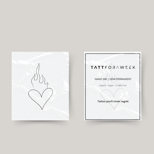 Temporary tattoo heart on fire