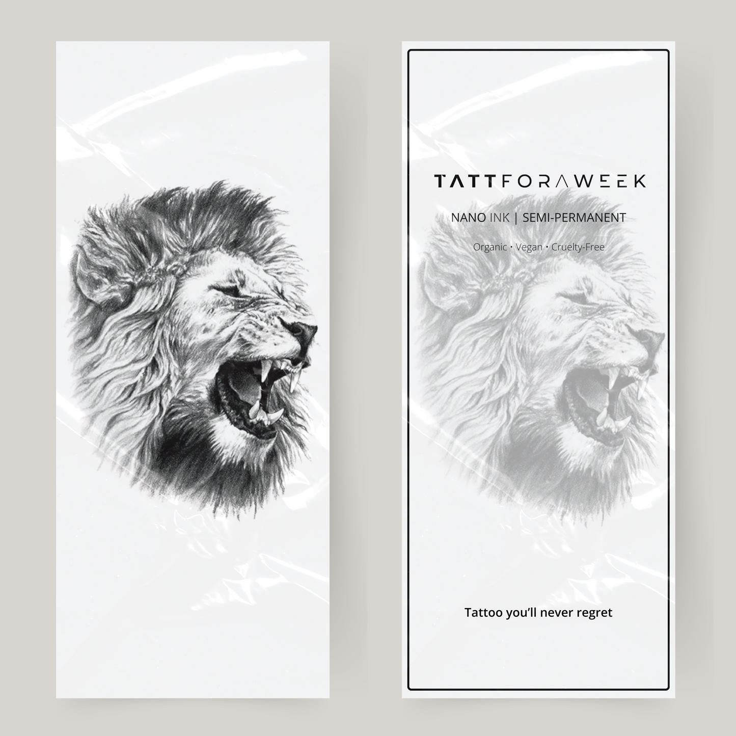 Large fake tattoo roaring lion