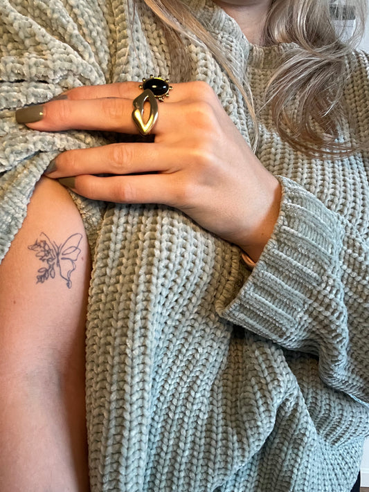 Temporary tattoo butterfly and plant