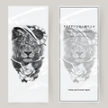 Large fake tattoo compass, rose and lion