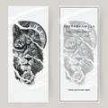 Large fake tattoo lion & clock