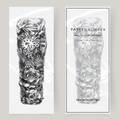 Fake tattoo sleeve clock & flowers