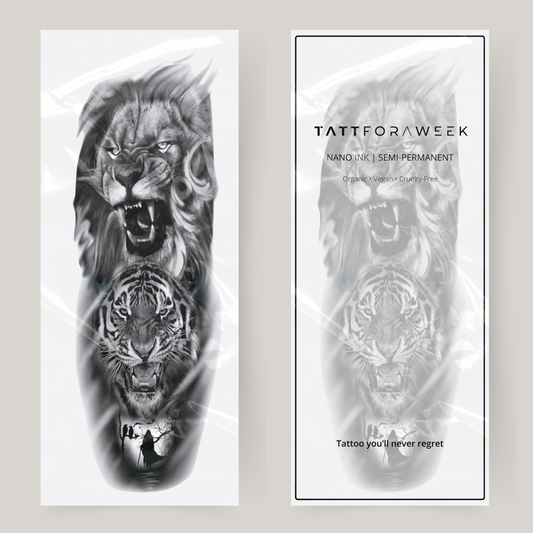 Fake tattoo sleeve lion & tiger