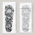 Fake tattoo sleeve roses, skulls & bells