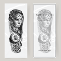 Fake tattoo sleeve woman & clock